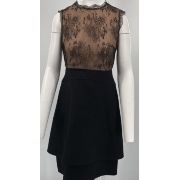 Valentino Sleeveless Lined Floral Lace Top and Black Bottom A-Line Dress sz 8 - Picture 1 of 5